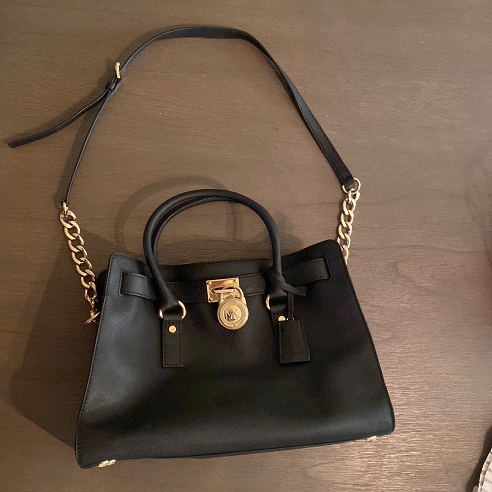 Michael Kors Black Leather Hamilton Tote Bag